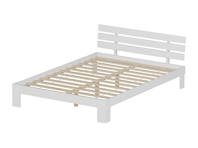 Houten bed met hoofdbord 140x200cm wit FINN