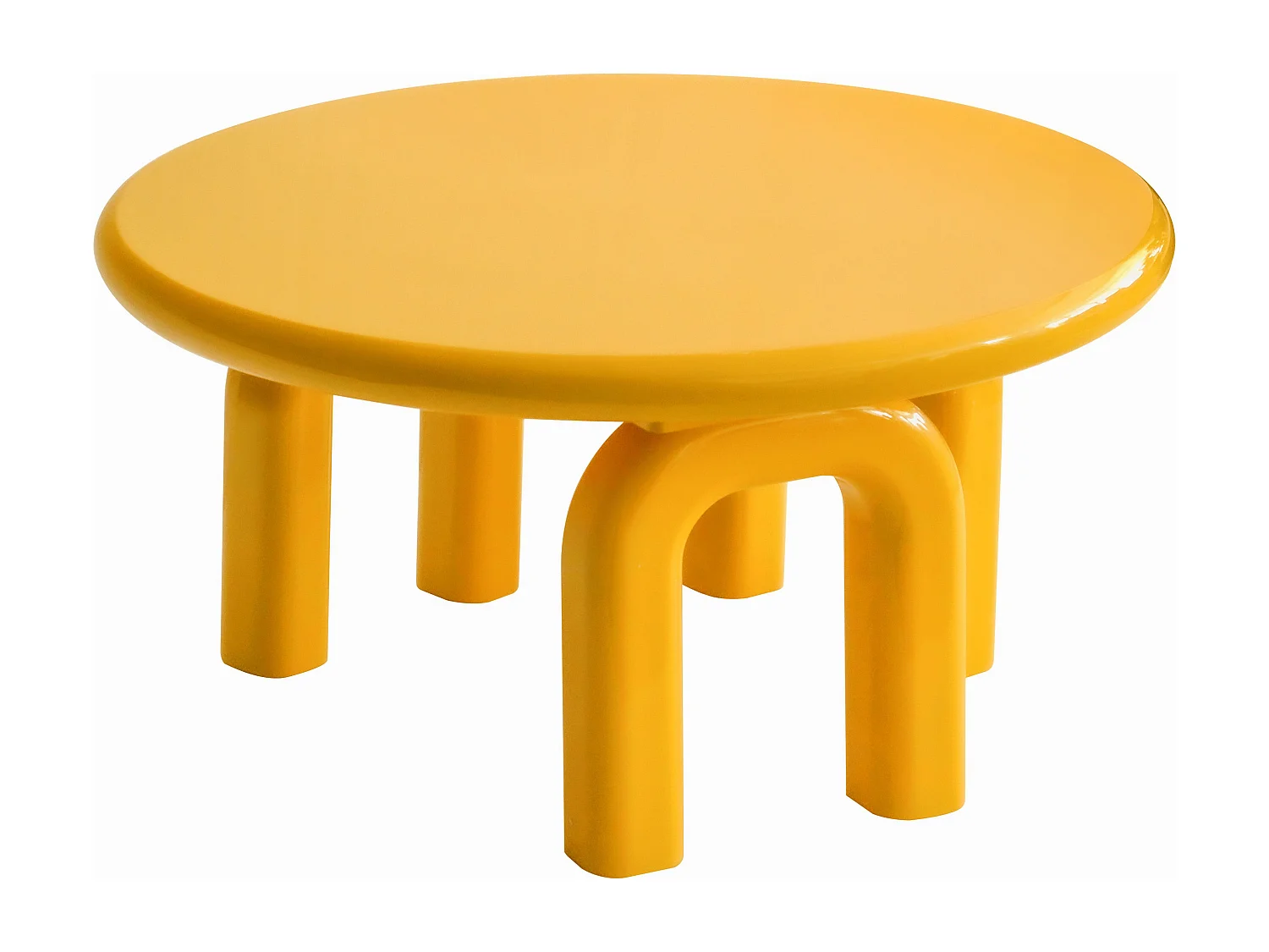 Ronde salontafel 80 cm in geel gelakt MDF