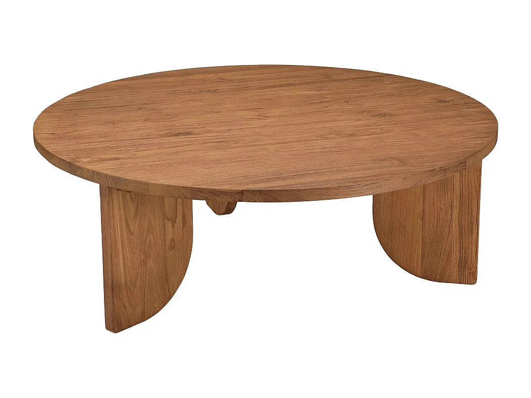 SIXTINE - Table basse ronde 100x100cm en bois de teck recyclé