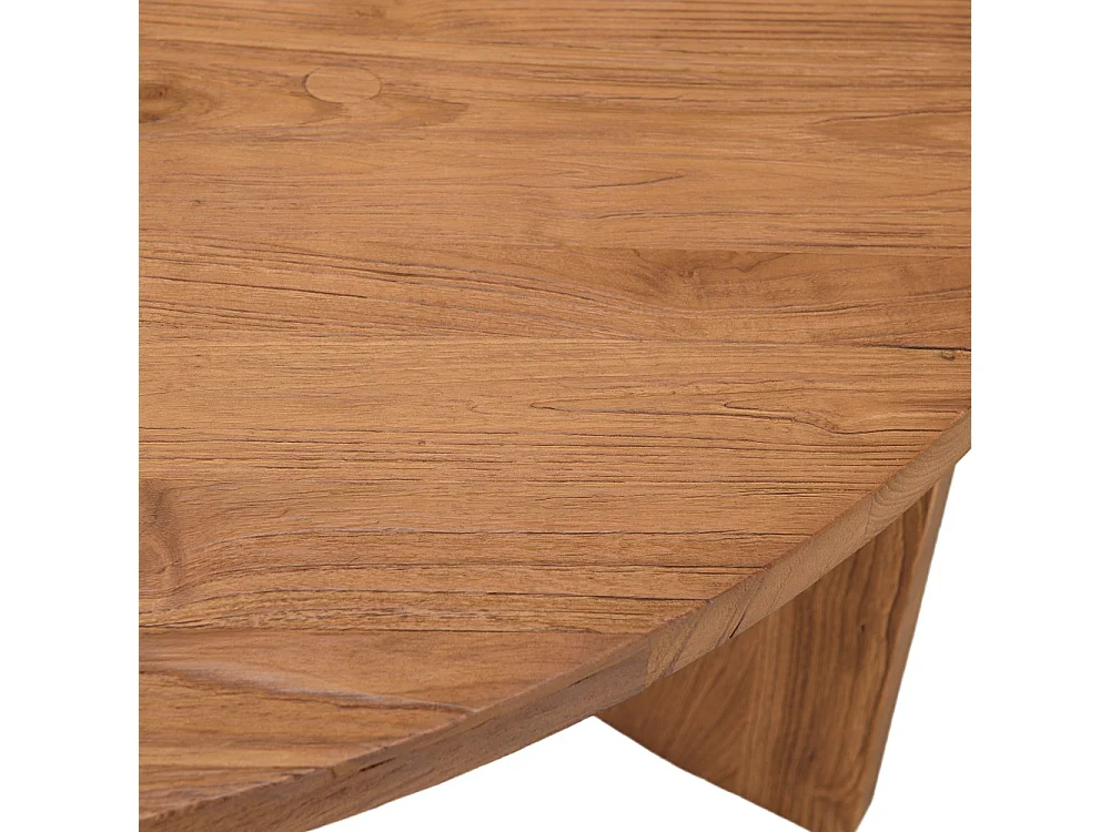 SIXTINE - Table basse ronde 100x100cm en bois de teck recyclé