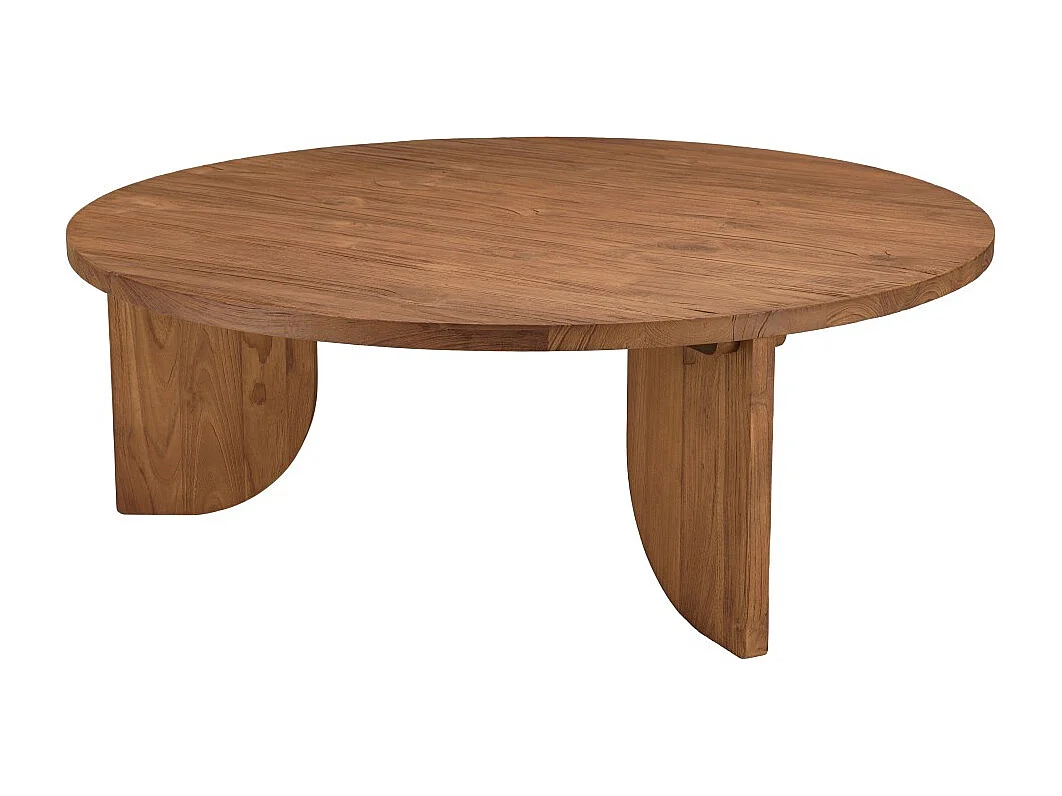 SIXTINE - Table basse ronde 100x100cm en bois de teck recyclé
