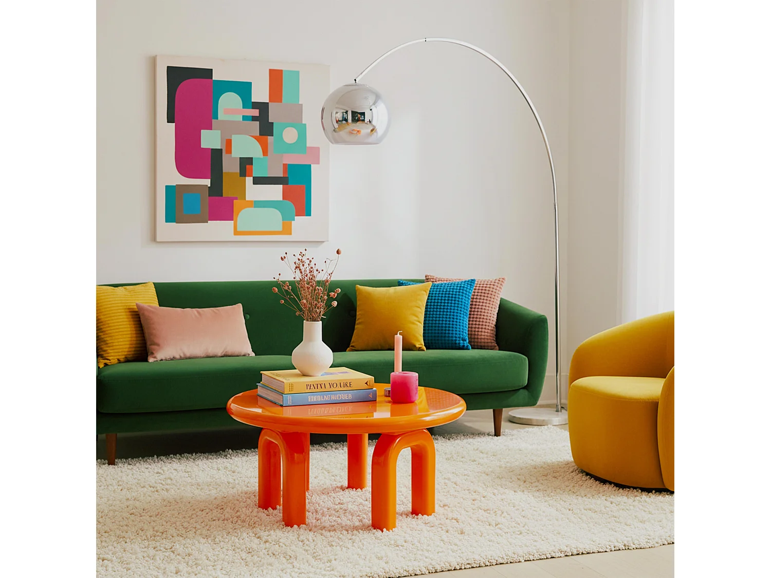 Ronde salontafel 80 cm in oranje gelakt MDF