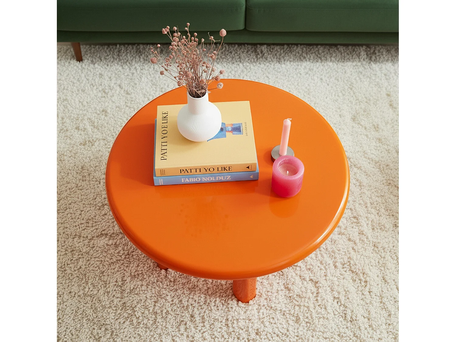 Ronde salontafel 80 cm in oranje gelakt MDF