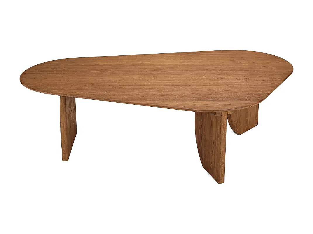 SIXTINE - Table basse forme organique 120x80cm en bois de teck recyclé