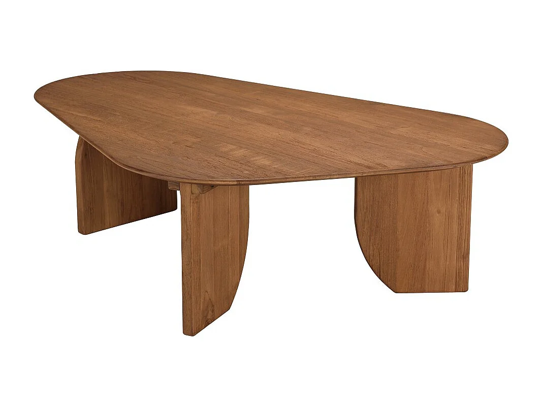 SIXTINE - Table basse forme organique 120x80cm en bois de teck recyclé