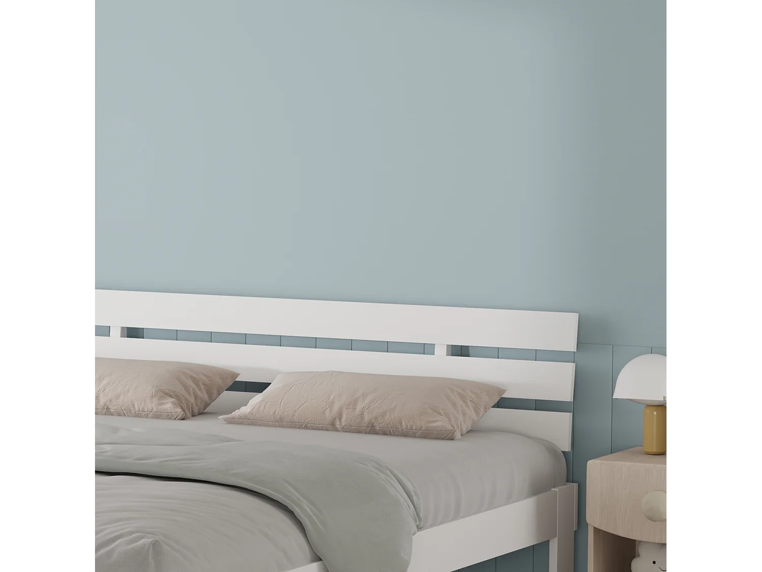 Lit en bois avec tête de lit 160x200cm blanc FINN - HAPPY GARDEN