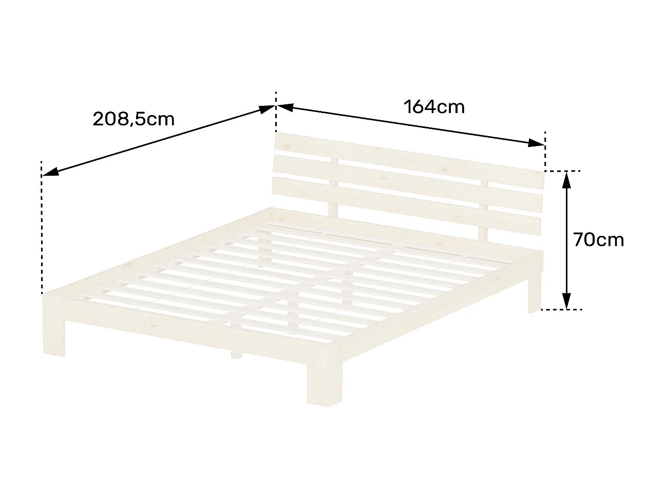 Lit en bois avec tête de lit 160x200cm blanc FINN - HAPPY GARDEN