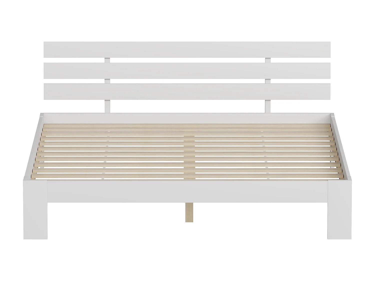 Lit en bois avec tête de lit 160x200cm blanc FINN - HAPPY GARDEN