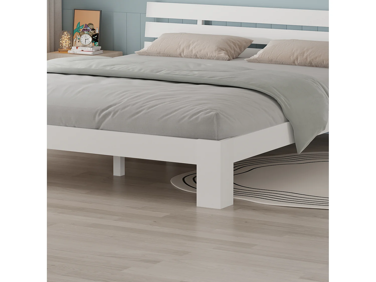 Lit en bois avec tête de lit 160x200cm blanc FINN - HAPPY GARDEN