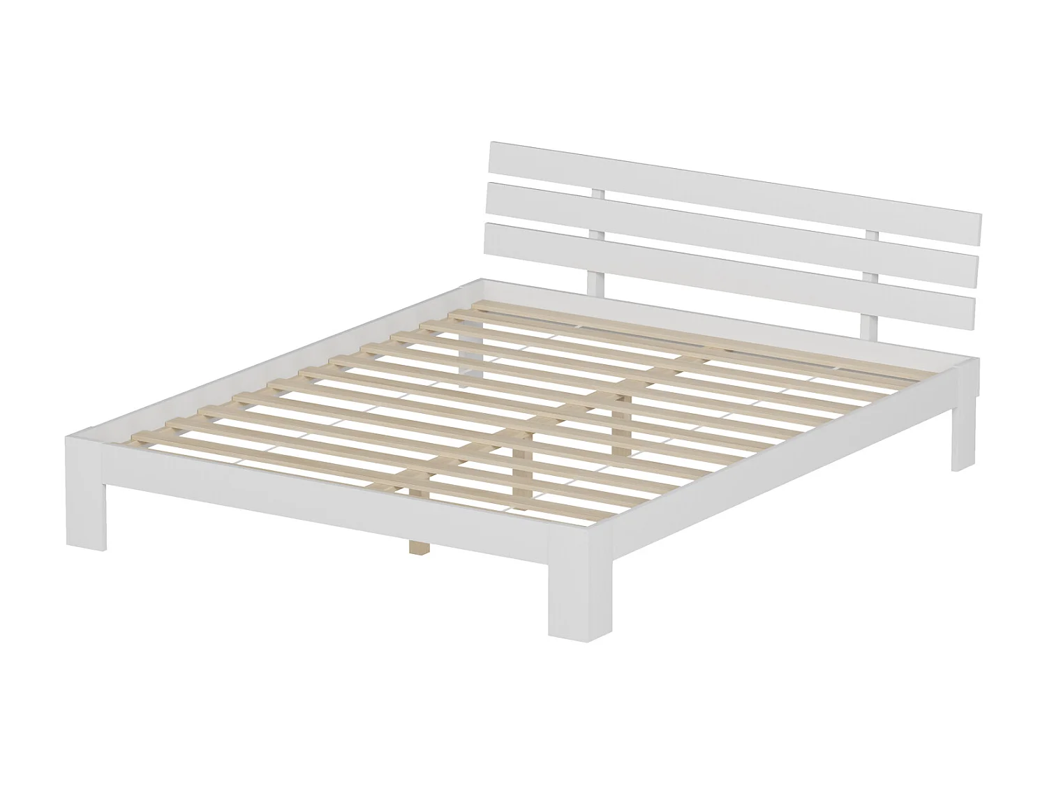 Lit en bois avec tête de lit 160x200cm blanc FINN - HAPPY GARDEN