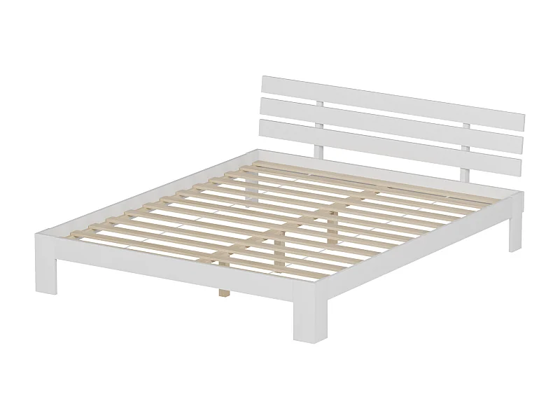 Houten bed met hoofdbord 160x200cm wit FINN