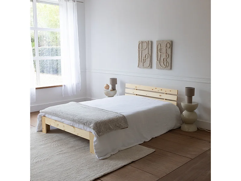 Lit en bois avec tête de lit 140x200cm FINN - HAPPY GARDEN