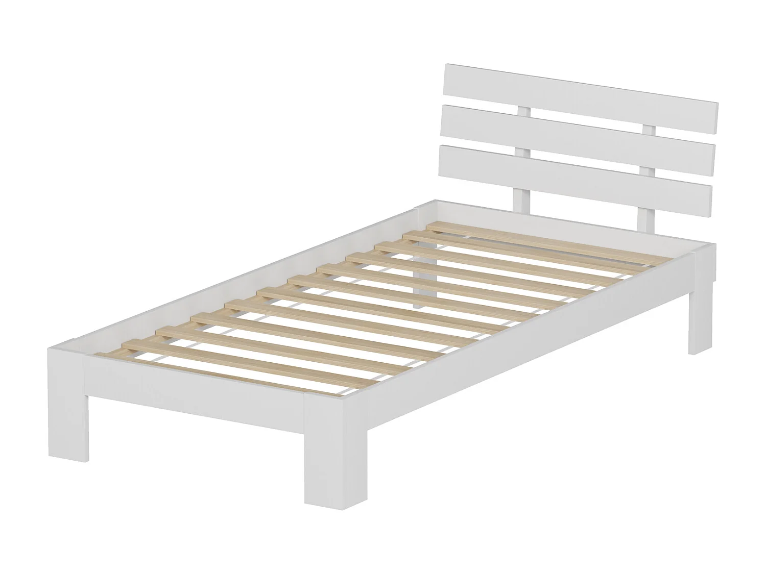 Lit en bois avec tête de lit 90x190cm blanc FINN - HAPPY GARDEN