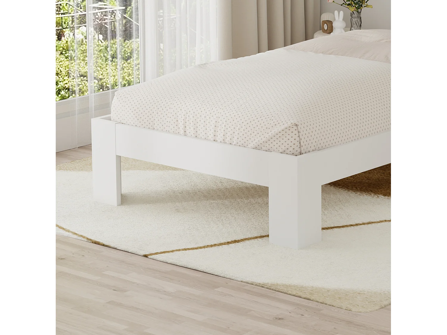 Lit en bois avec tête de lit 90x190cm blanc FINN - HAPPY GARDEN