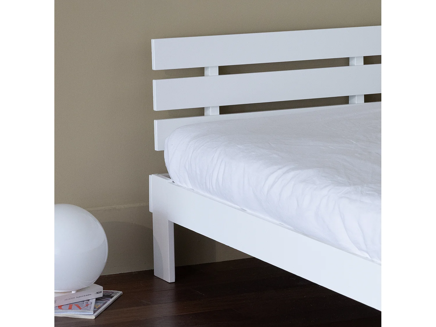 Lit en bois avec tête de lit 90x190cm blanc FINN - HAPPY GARDEN