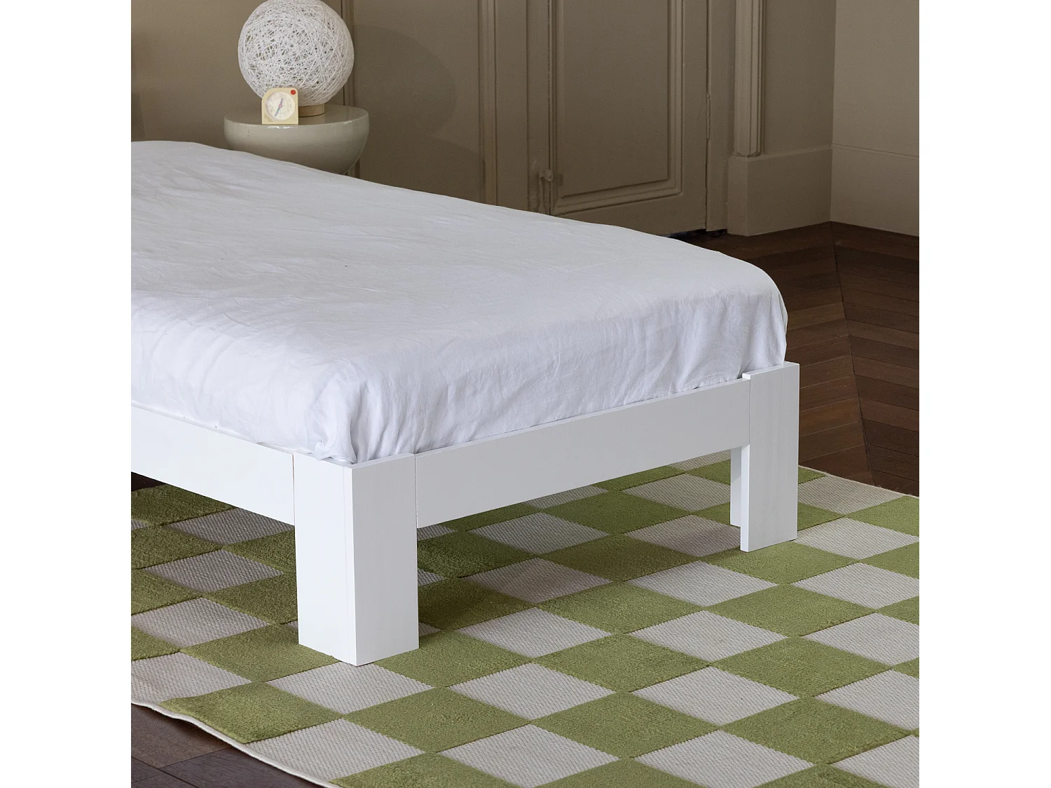Lit en bois avec tête de lit 90x190cm blanc FINN - HAPPY GARDEN