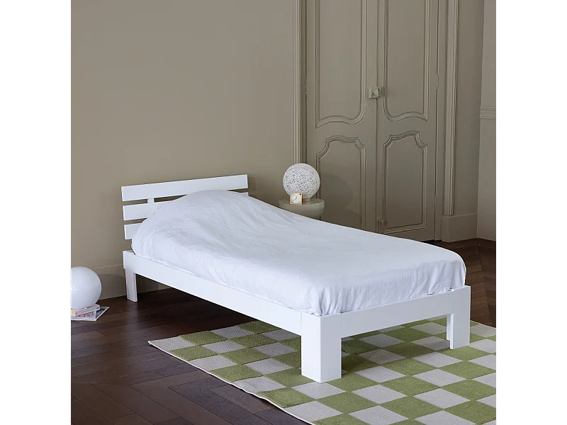 Holzbett mit Kopfteil 90x190cm weiß FINN