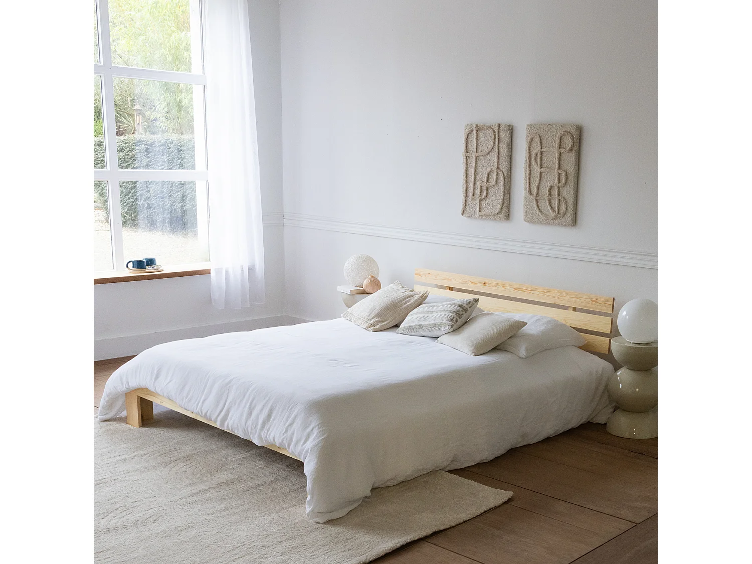 Lit en bois avec tête de lit 160x200cm FINN - HAPPY GARDEN