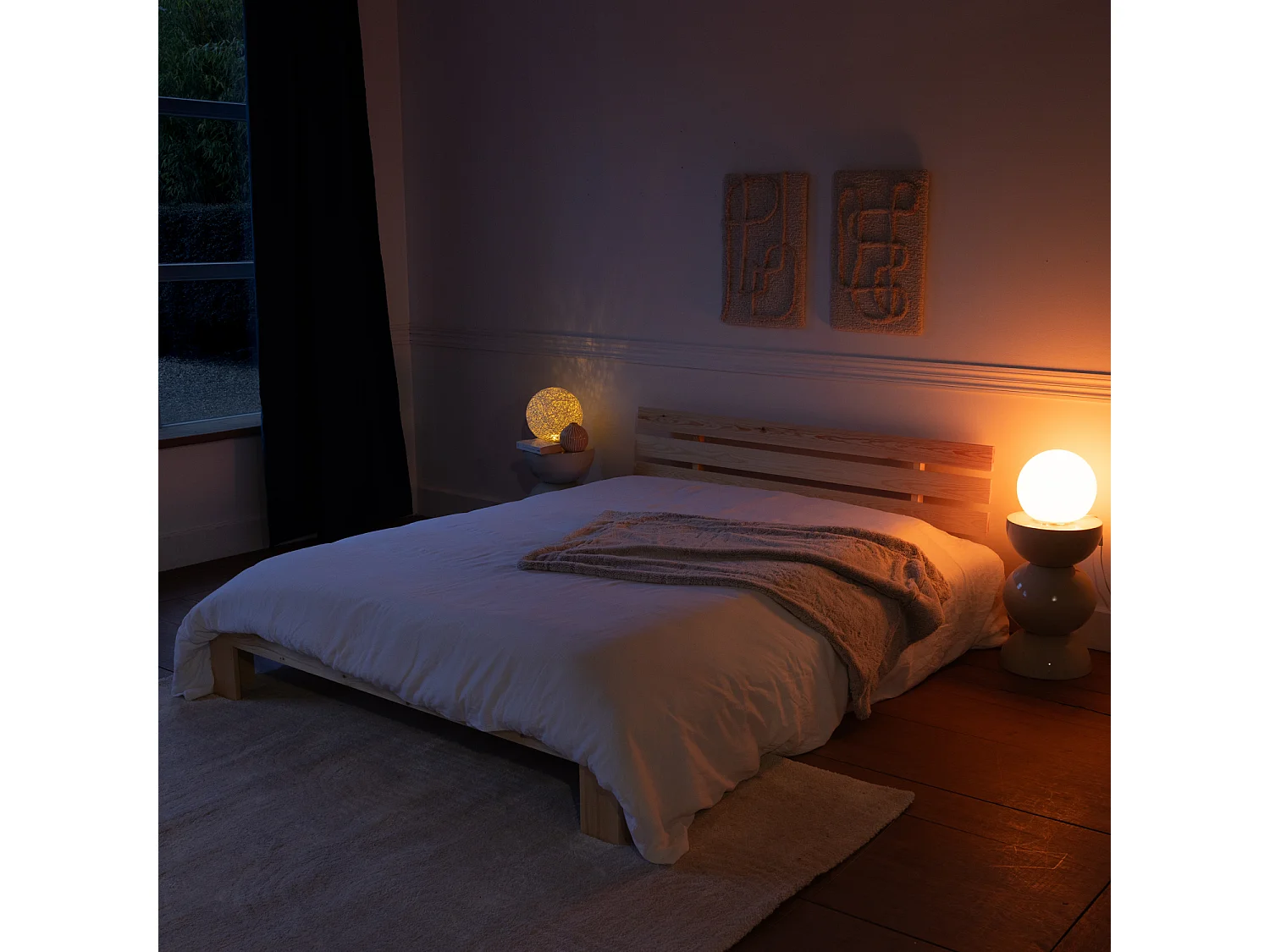 Lit en bois avec tête de lit 160x200cm FINN - HAPPY GARDEN