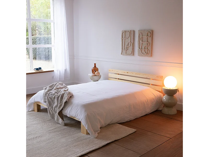 Lit en bois avec tête de lit 160x200cm FINN - HAPPY GARDEN