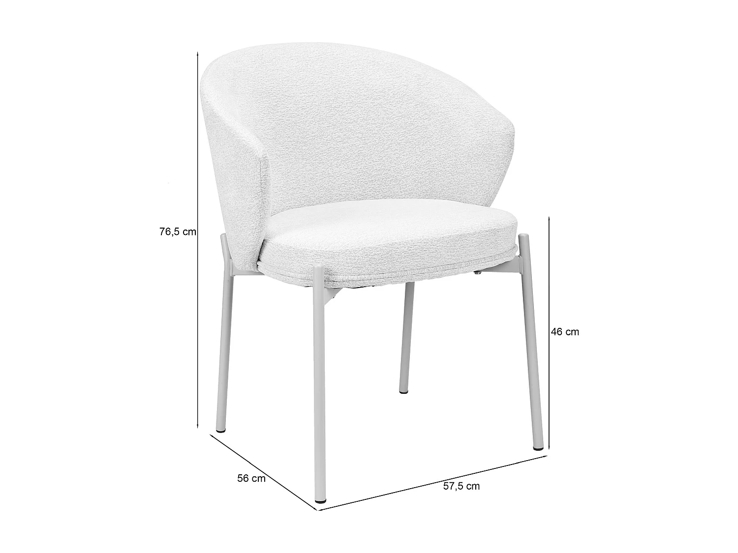 Stoel – comfortabele bekleding – chenille – lichtgrijs – ATISLY