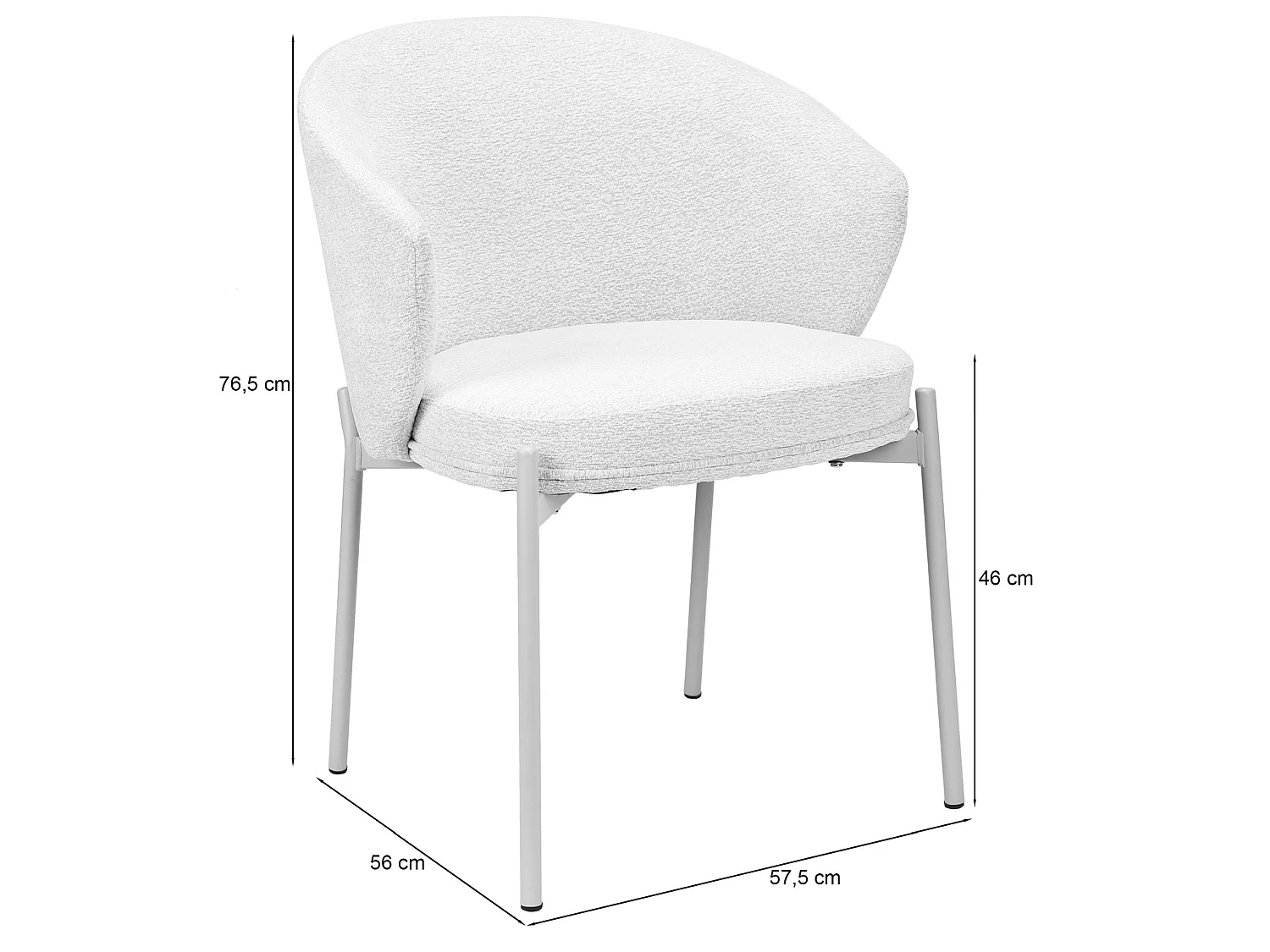 Chaise rembourrée – chenille gris clair – ATISLY