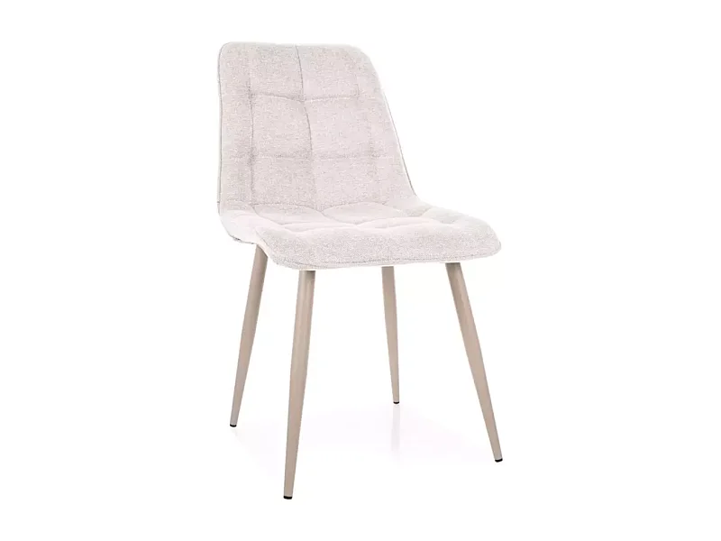 Chaise confortable en tissu beige et structure métal cachemire HARRIET