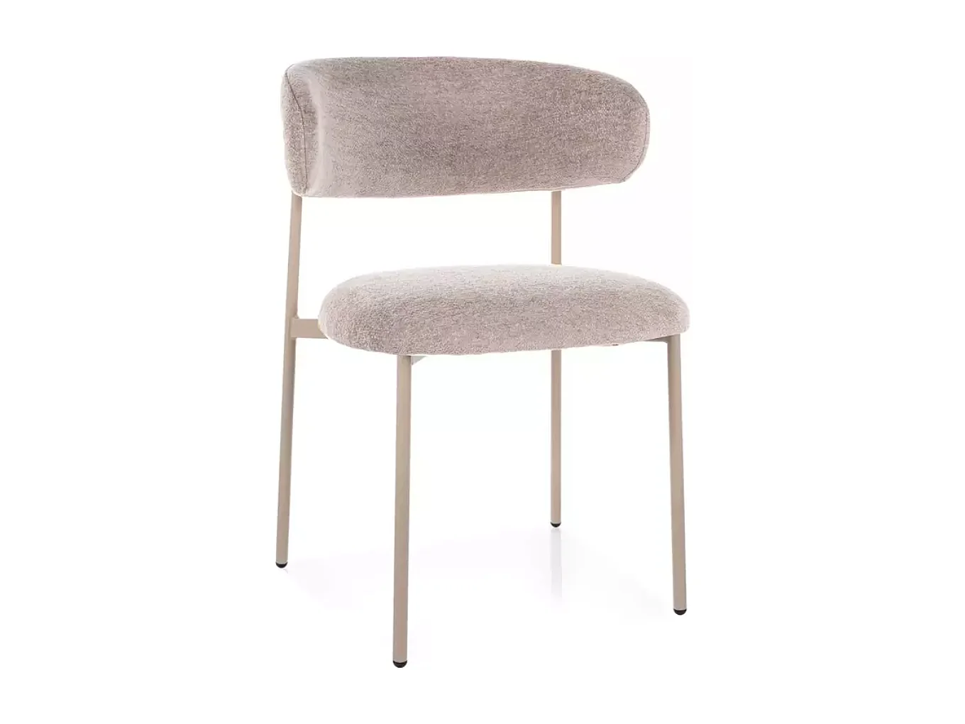 Chaise tissu en beige piétement métal cachemire assise rembourrée moderne JONAZ