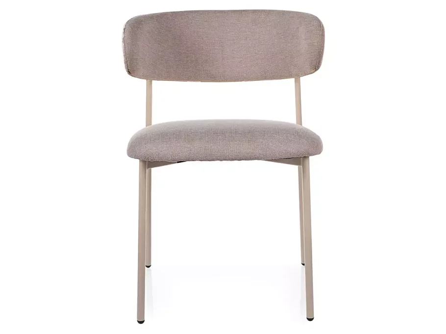 Chaise tissu en beige piétement métal cachemire assise rembourrée moderne JONAZ
