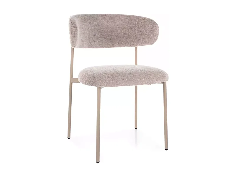 Chaise tissu en beige piétement métal cachemire assise rembourrée moderne JONAZ