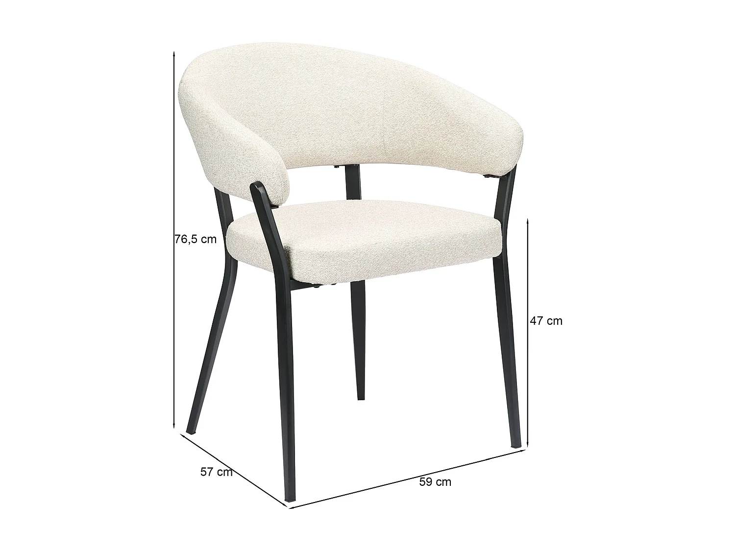 Chaise rembourrée – bouclé beige – CORALLIA