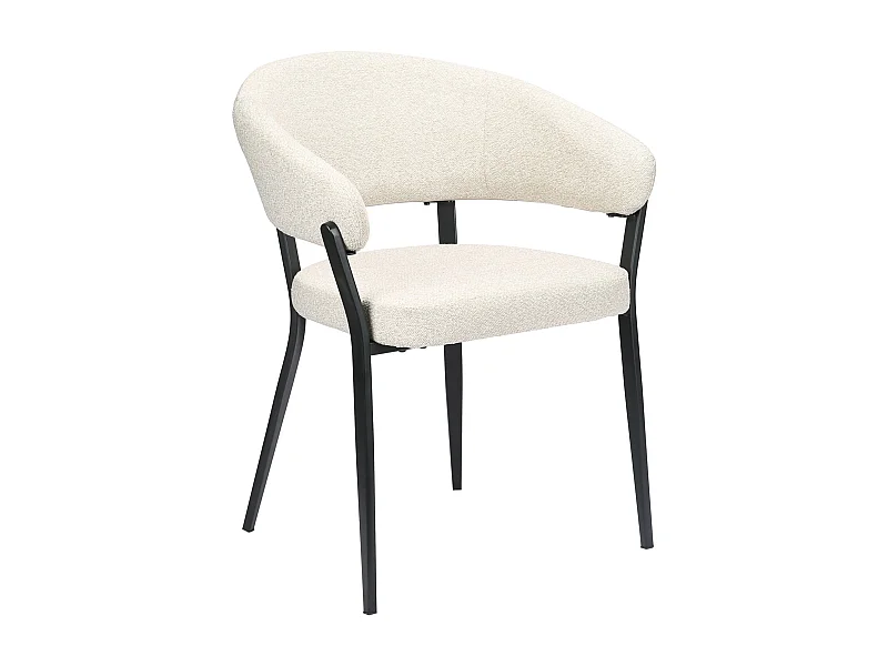 Chaise rembourrée – bouclé beige – CORALLIA