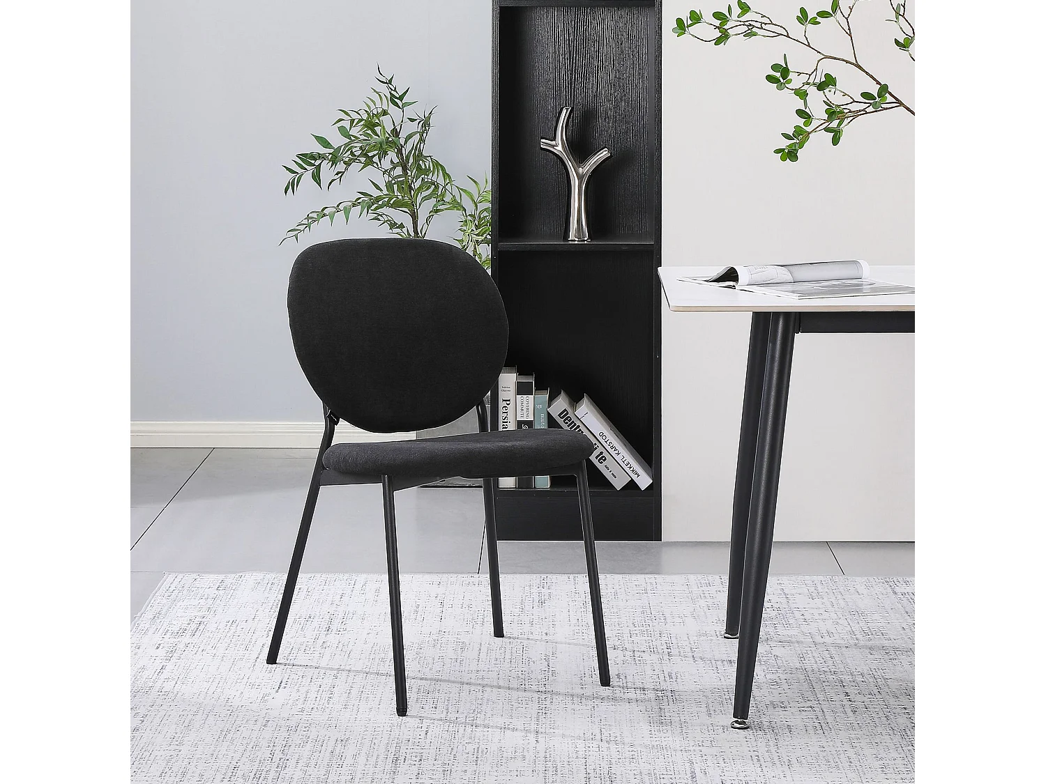 Polsterstuhl mit hydrophober Chenille – Schwarz – BROCTALM