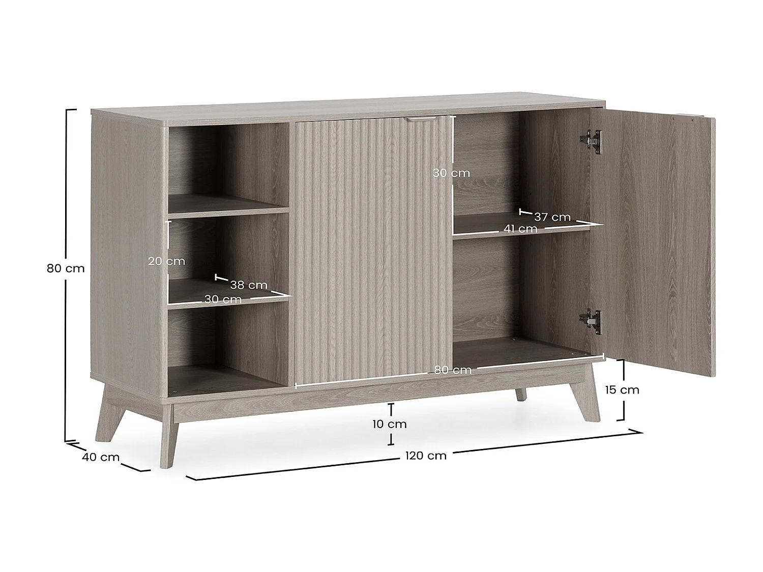 Sideboard Oporto 2 türen Eichenfarbe