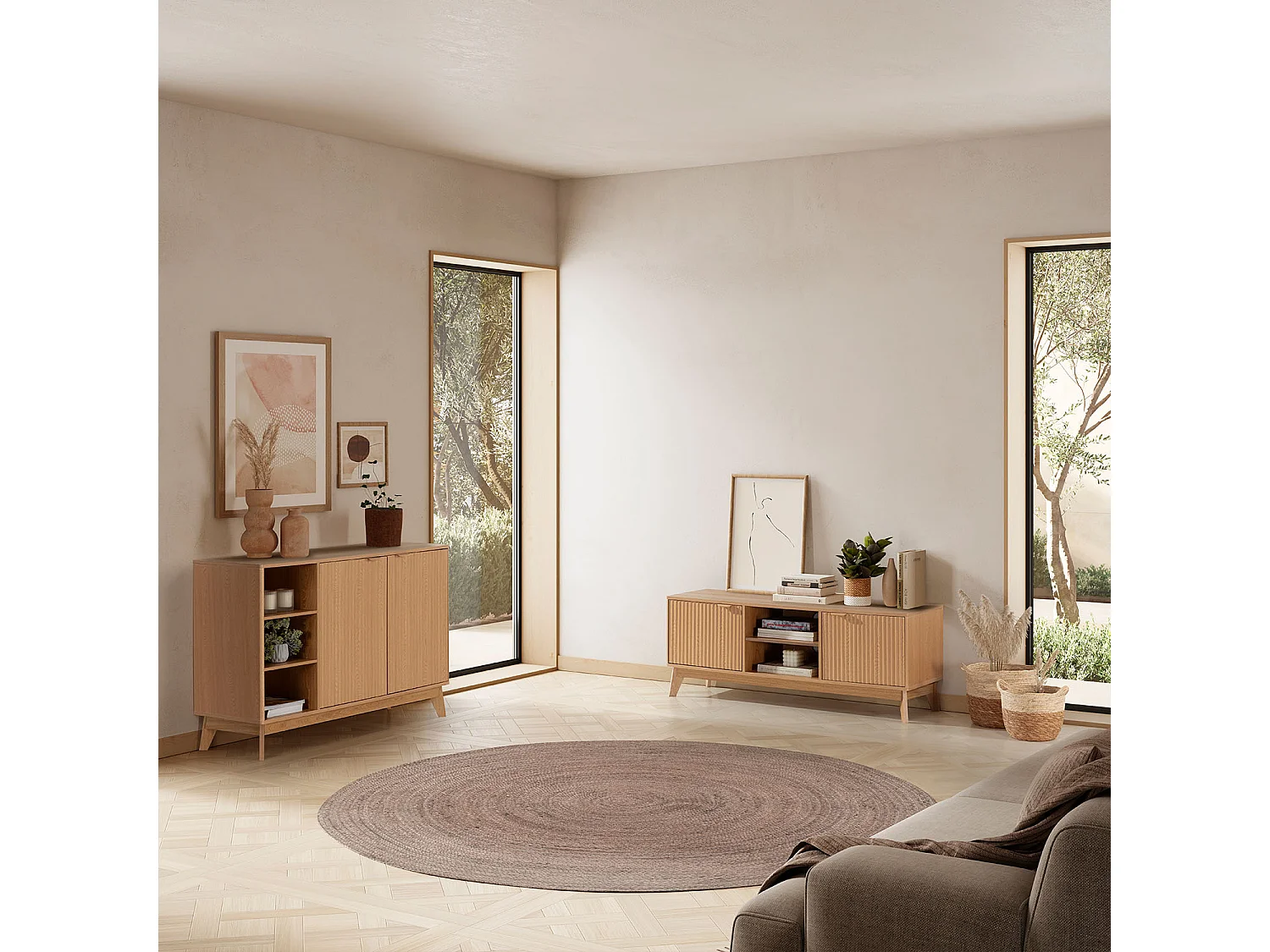 Sideboard Oporto 2 türen Eichenfarbe