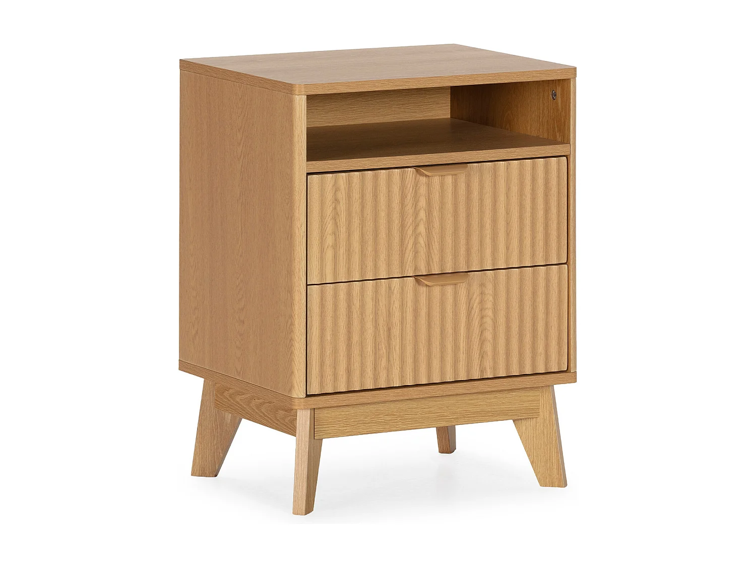 Table chevet Oporto 2 tiroirs 1 étagère effet Chêne