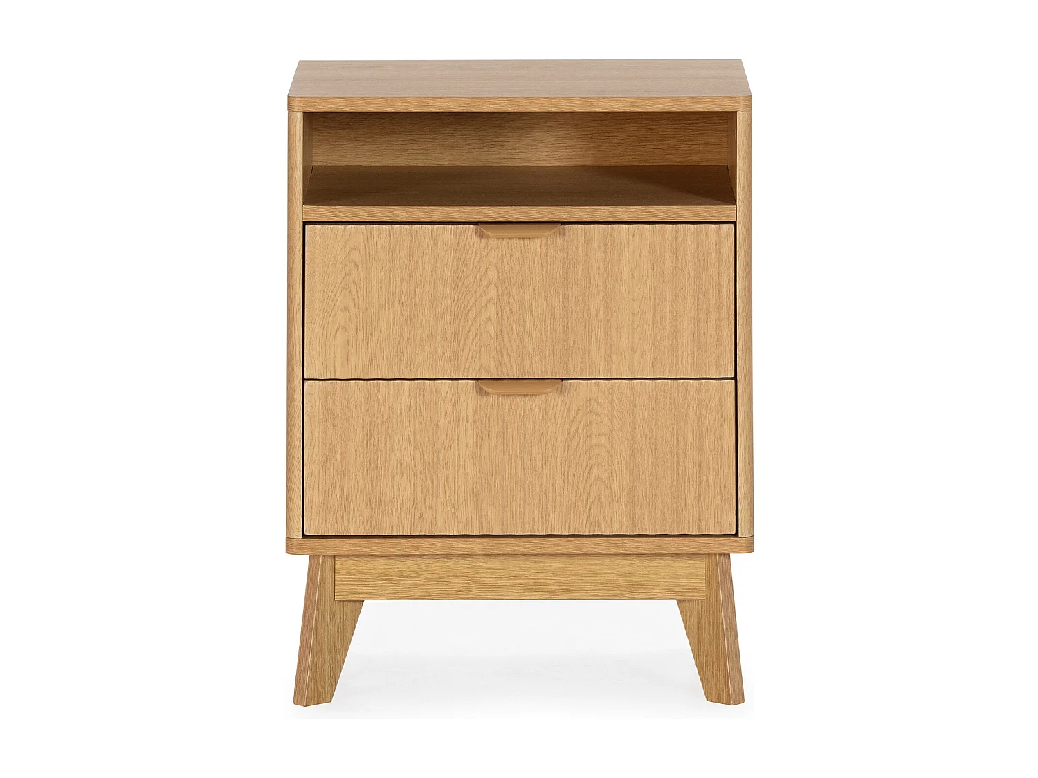 Table chevet Oporto 2 tiroirs 1 étagère effet Chêne