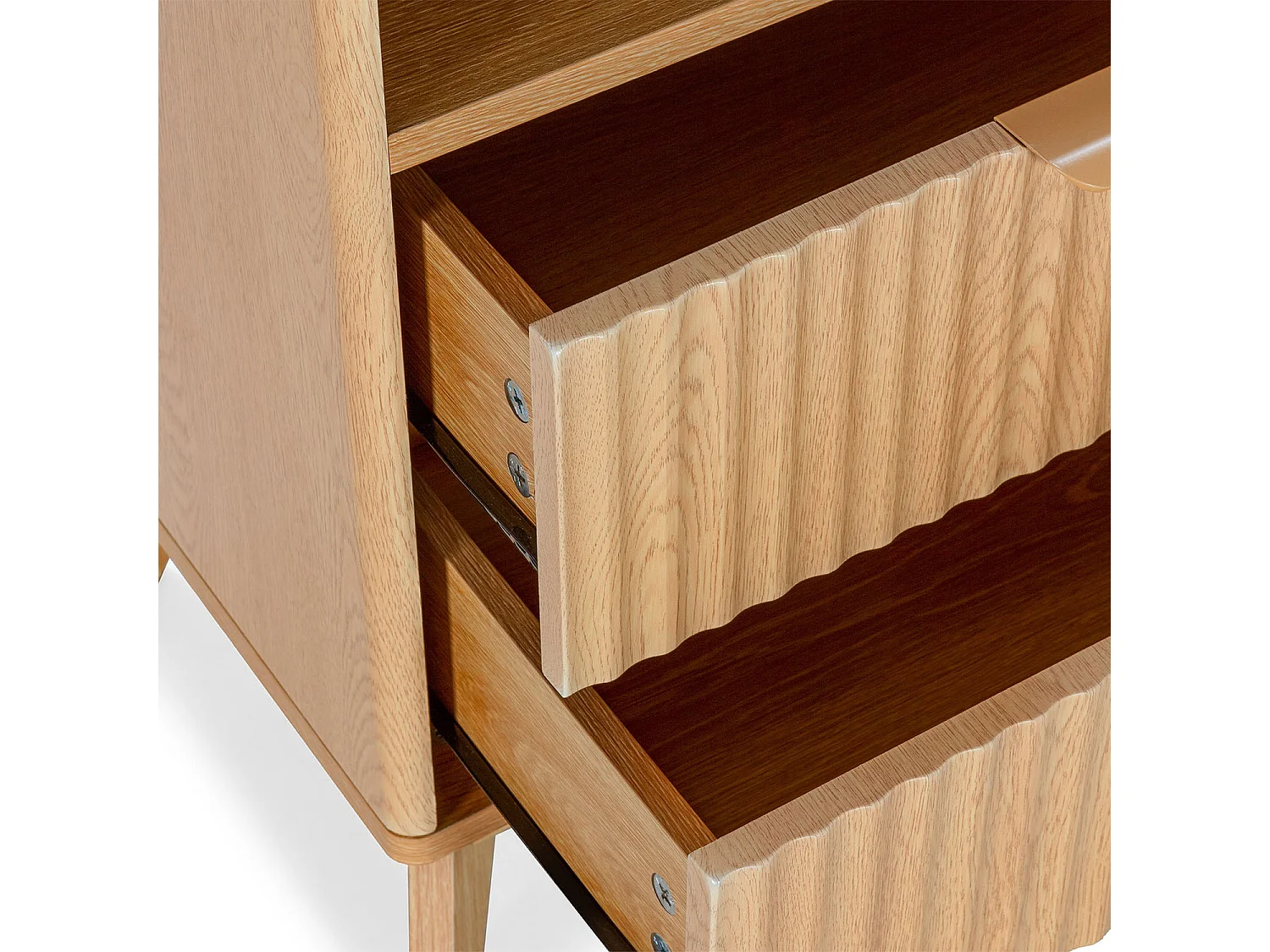 Table chevet Oporto 2 tiroirs 1 étagère effet Chêne