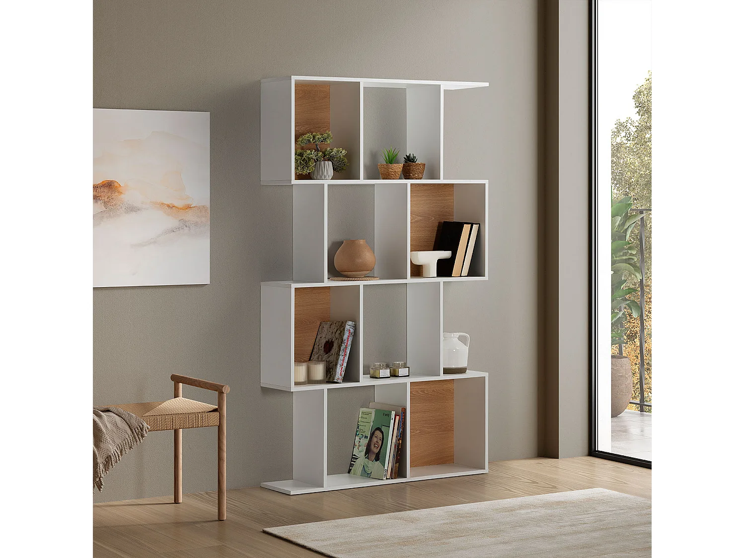 Wohnzimmerregal Nagato 8 fächern weiße Farbe