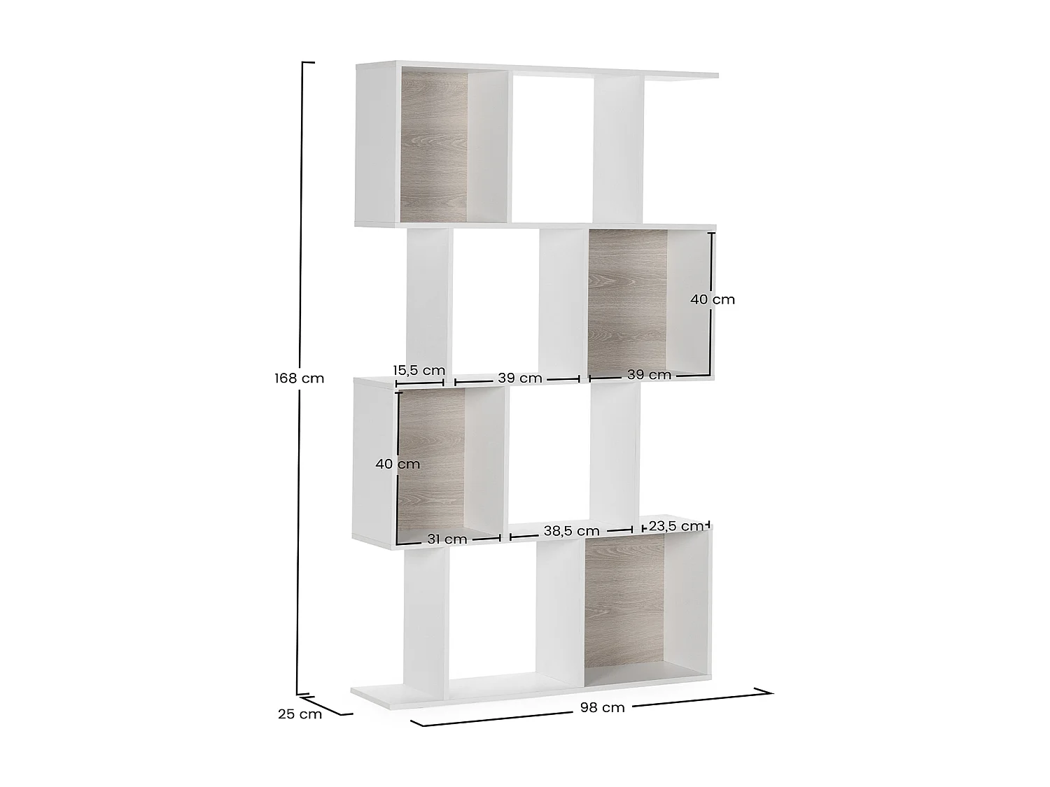 Wohnzimmerregal Nagato 8 fächern weiße Farbe