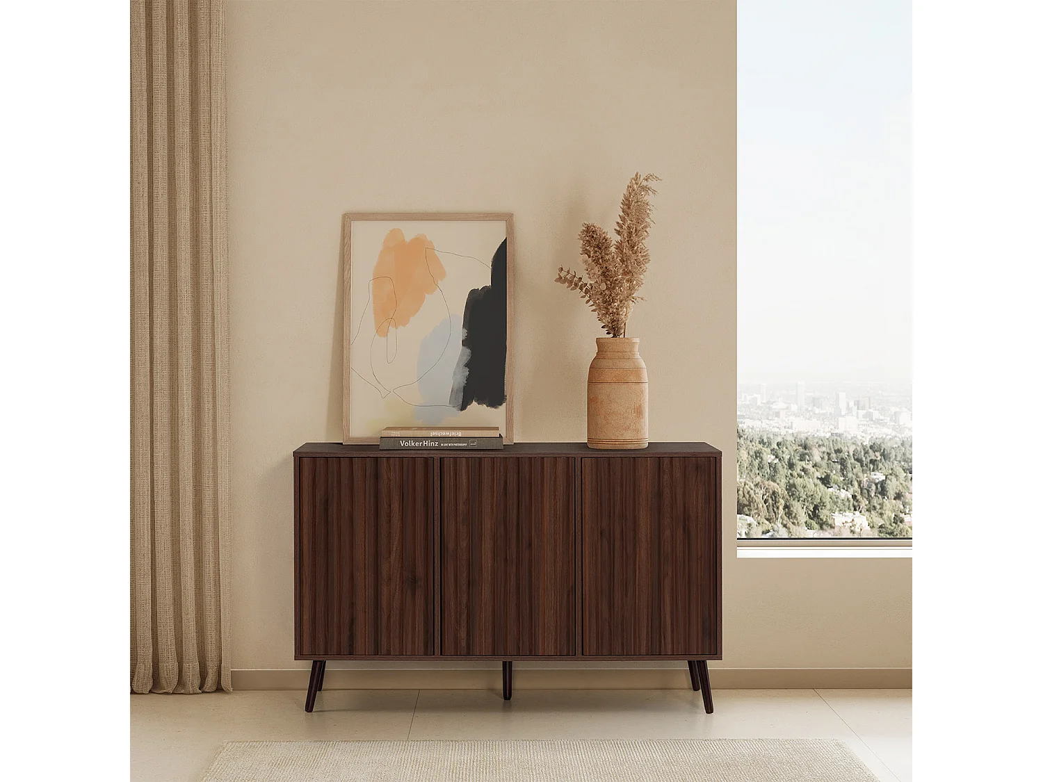 Aparador Lluvia 3 puertas efecto Nogal