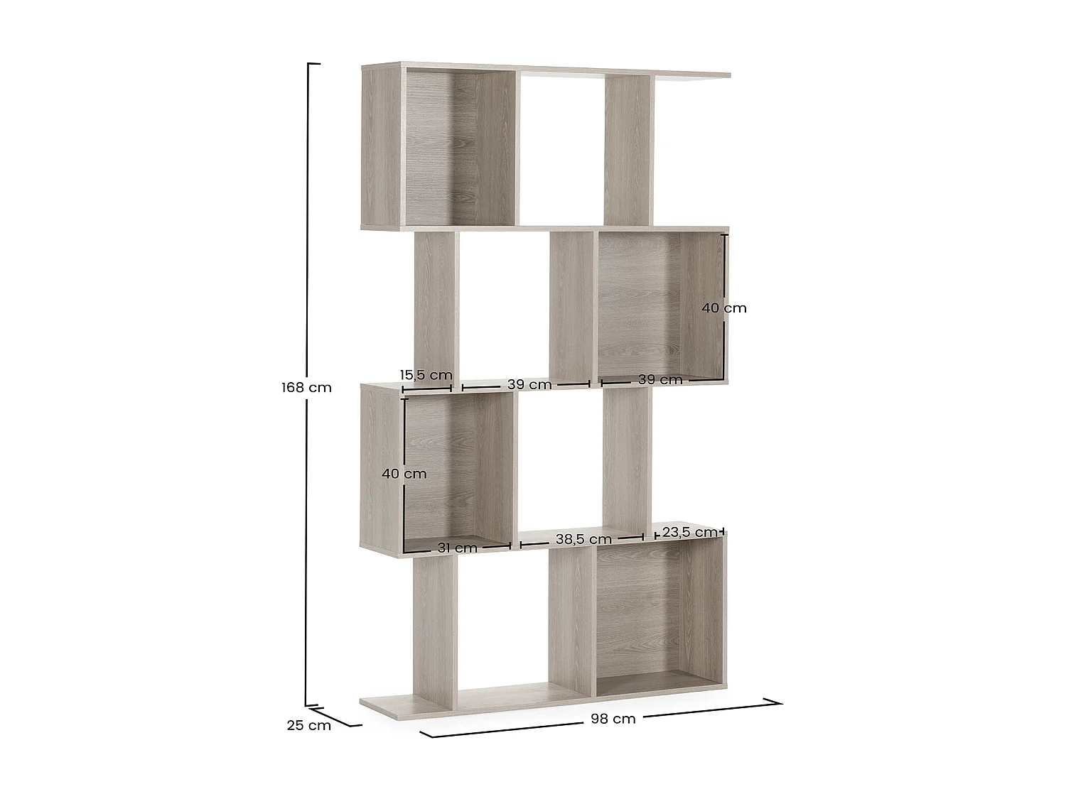 Wohnzimmerregal Nagato 8 fächern Eichenfarbe