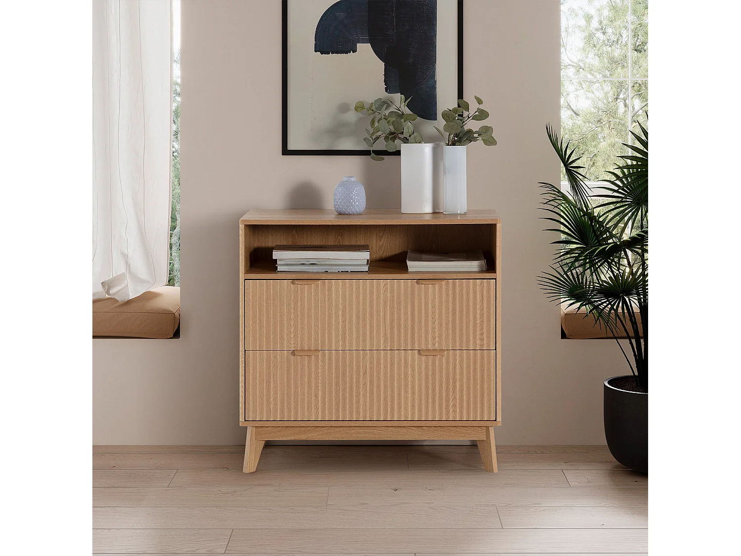 Kommode Oporto 2 Schubladen Eichenfarbe