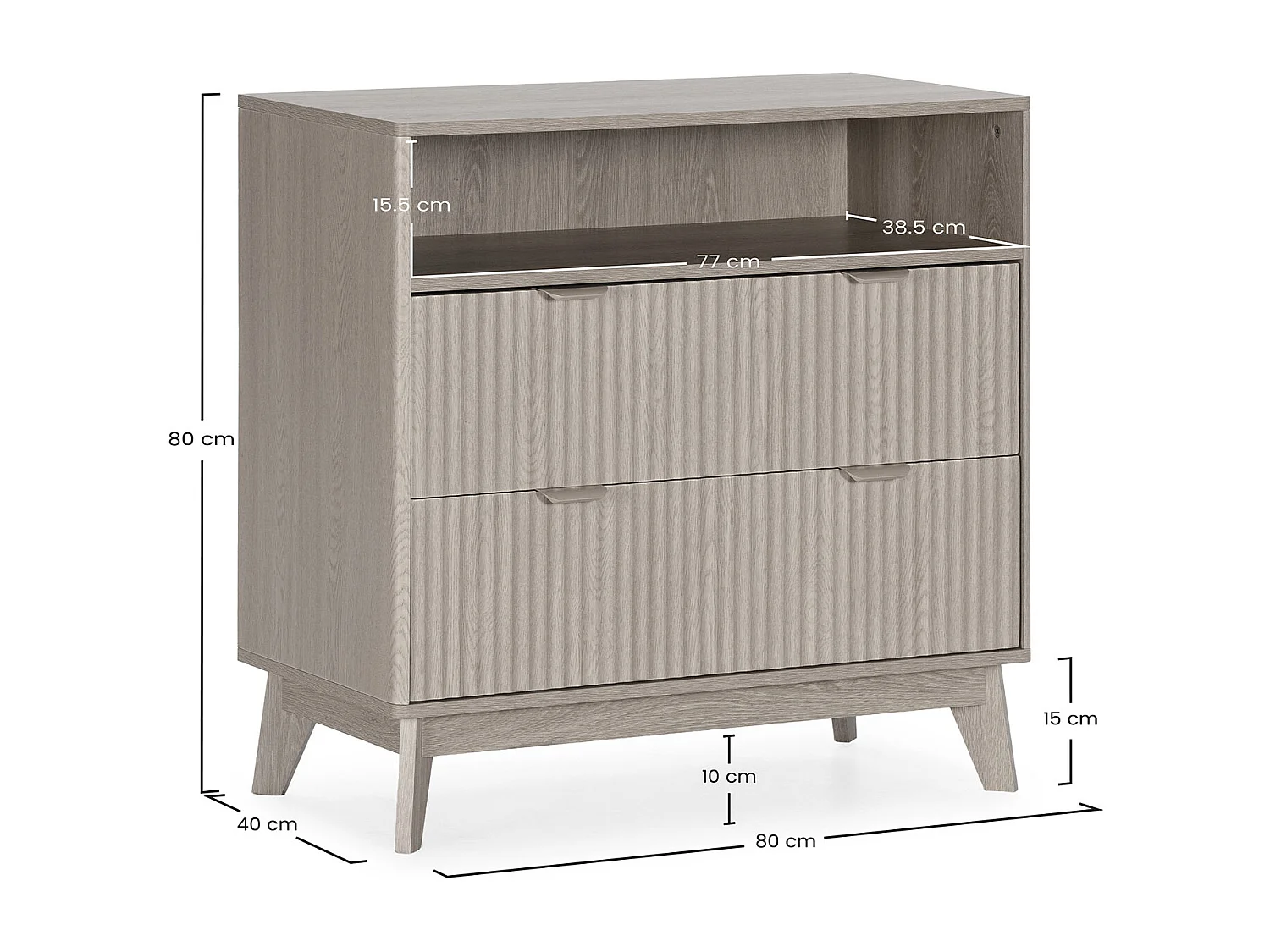 Kommode Oporto 2 Schubladen Eichenfarbe