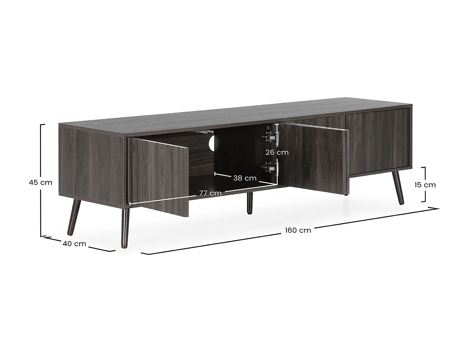 Mueble TV Lluvia 4 puertas efecto Nogal