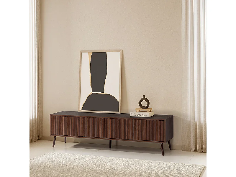 Mueble TV Lluvia 4 puertas efecto Nogal