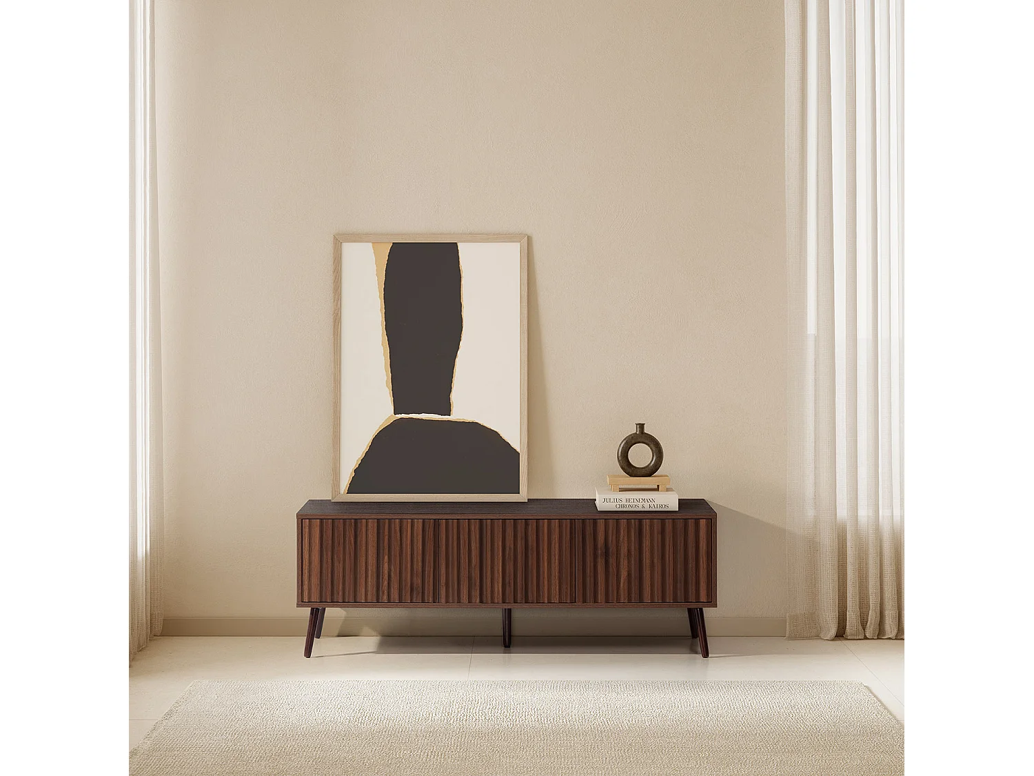 Mueble TV Lluvia 3 puertas efecto Nogal