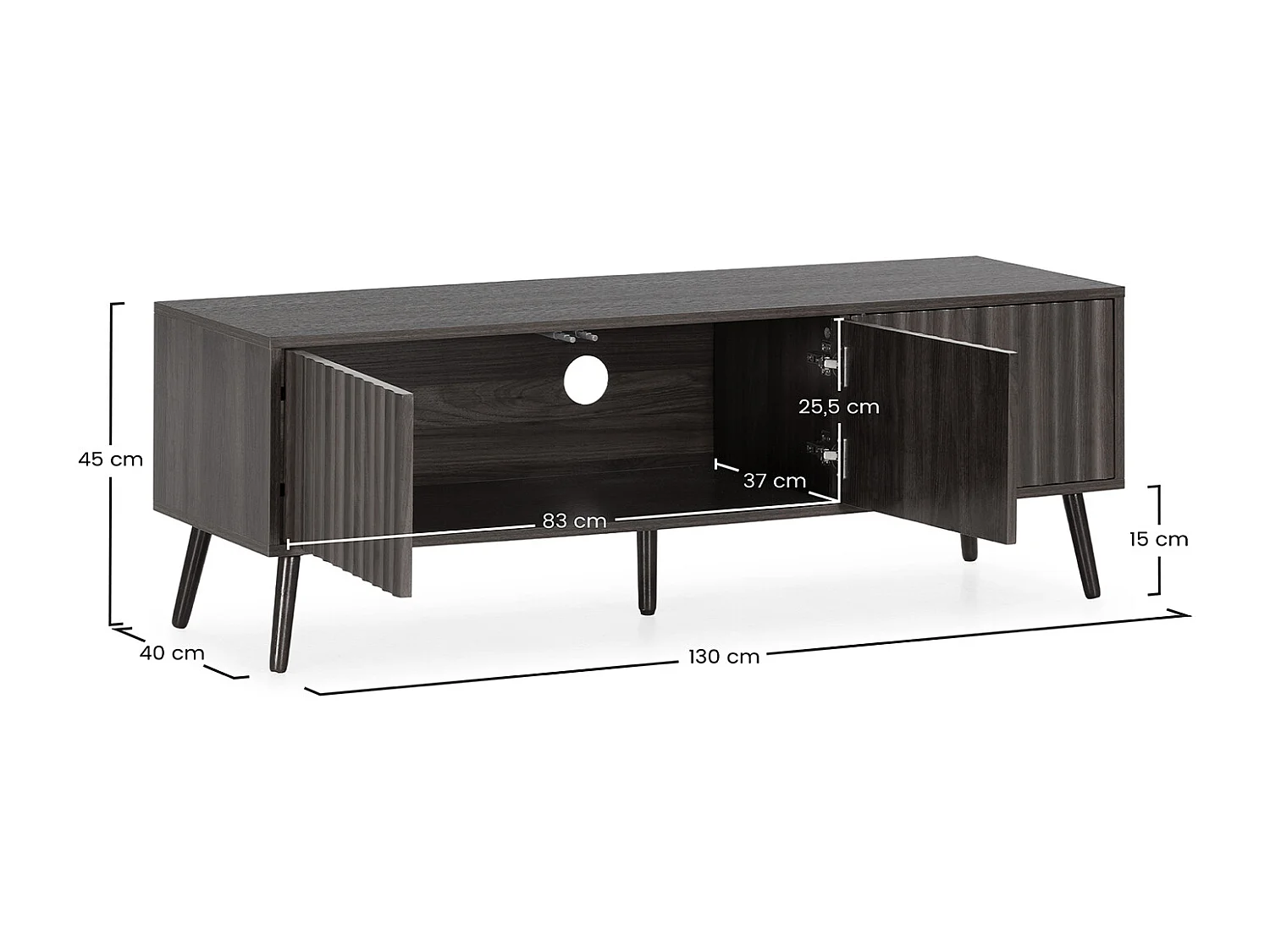 Mueble TV Lluvia 3 puertas efecto Nogal