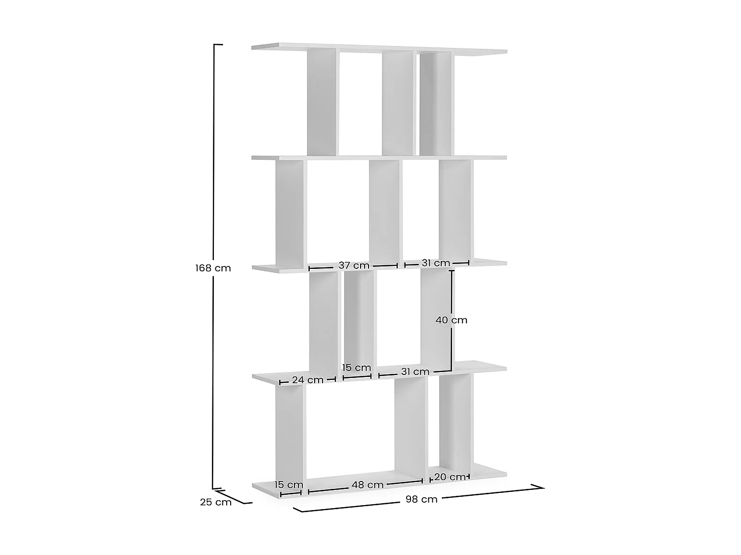 Wohnzimmerregal Niko 8 fächern weiße Farbe