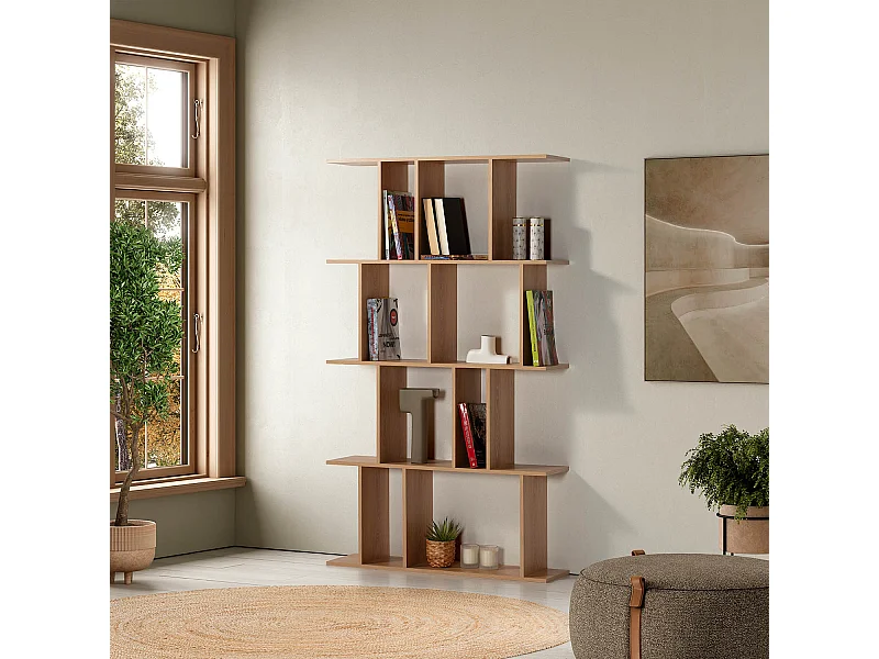 Wohnzimmerregal Niko 8 fächern Eichenfarbe